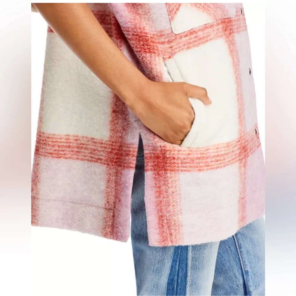 IRO - Lemina Plaid Shirt Jacket - Pink, White, Red - size Small - NWT - Picture 5 of 15